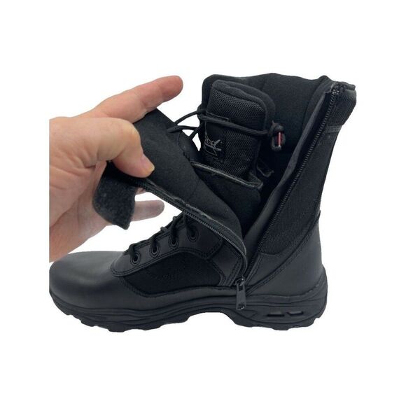 Thorogood Mens 8" Stealth Combat Boots Black Leather Side Zip Lace Up 12 M New - Picture 8 of 12